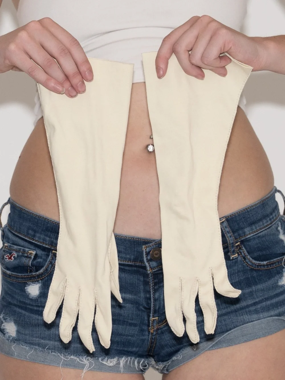 Vintage 1950s gloves cream elbow length shalimar cotton